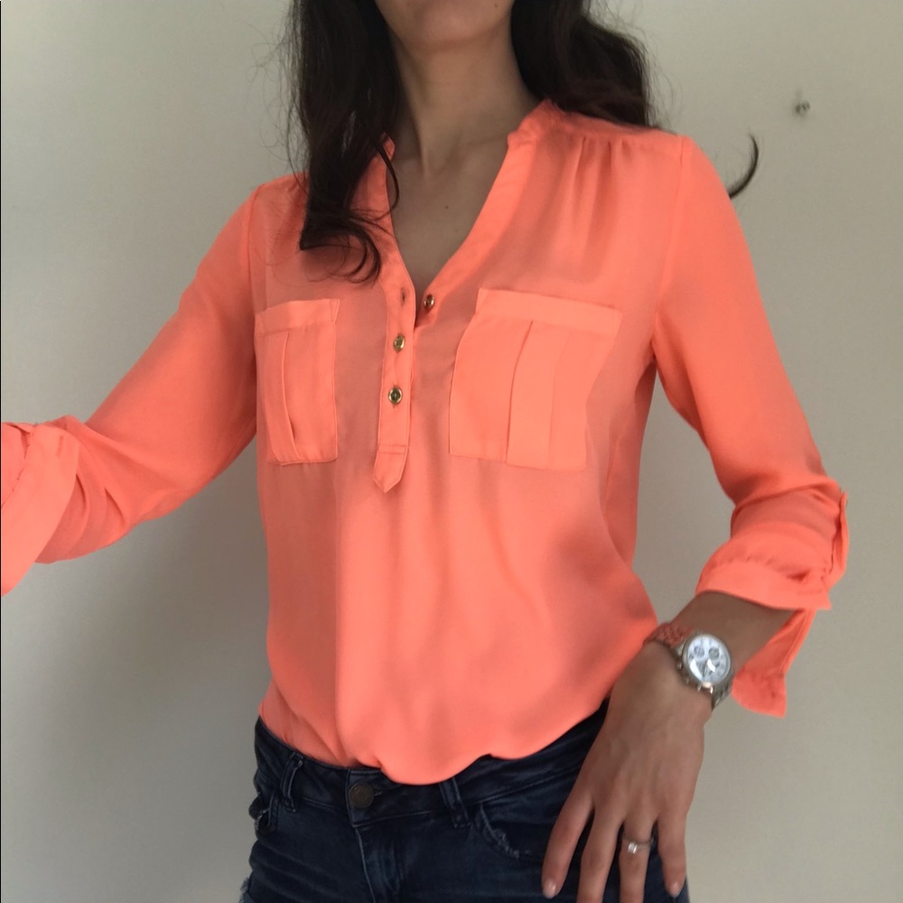 bright salmon blouse